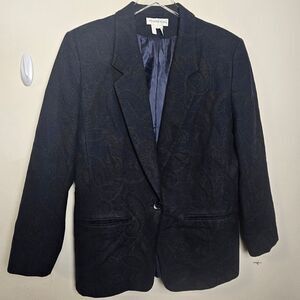Pendleton 100% Wool 1 Button Blazer Womens Size 12 Black Paisley